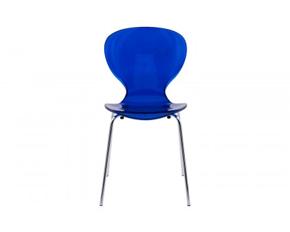 LeisureMod Oyster Modern Dining Side Chair - Blue