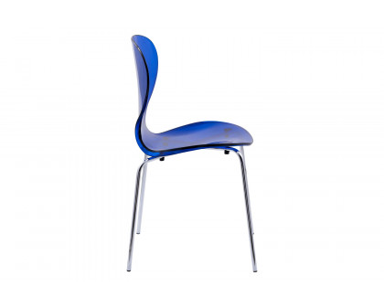 LeisureMod Oyster Modern Dining Side Chair - Blue