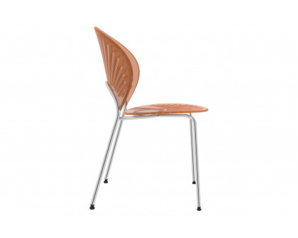 LeisureMod Opulent Modern Plastic Dining Chair in Chrome Metal Legs - Amber