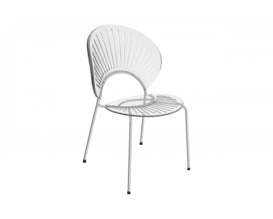 LeisureMod Opulent Modern Plastic Dining Chair in Chrome Metal Legs - Clear