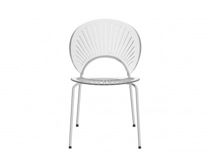 LeisureMod Opulent Modern Plastic Dining Chair in Chrome Metal Legs - Clear