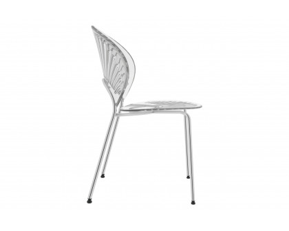 LeisureMod Opulent Modern Plastic Dining Chair in Chrome Metal Legs - Clear