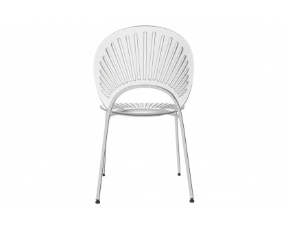 LeisureMod Opulent Modern Plastic Dining Chair in Chrome Metal Legs - Clear