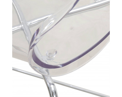 LeisureMod Oyster Mid-Century Modern Acrylic Barstool with Steel Frame in Chrome Finish - Clear