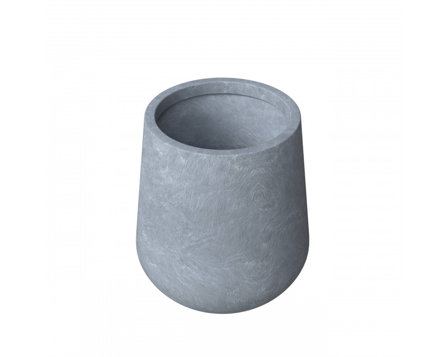 LeisureMod Orchid Modern 12" Tapered Round Planter Pot in Fiberstone and Clay - Aged Concrete