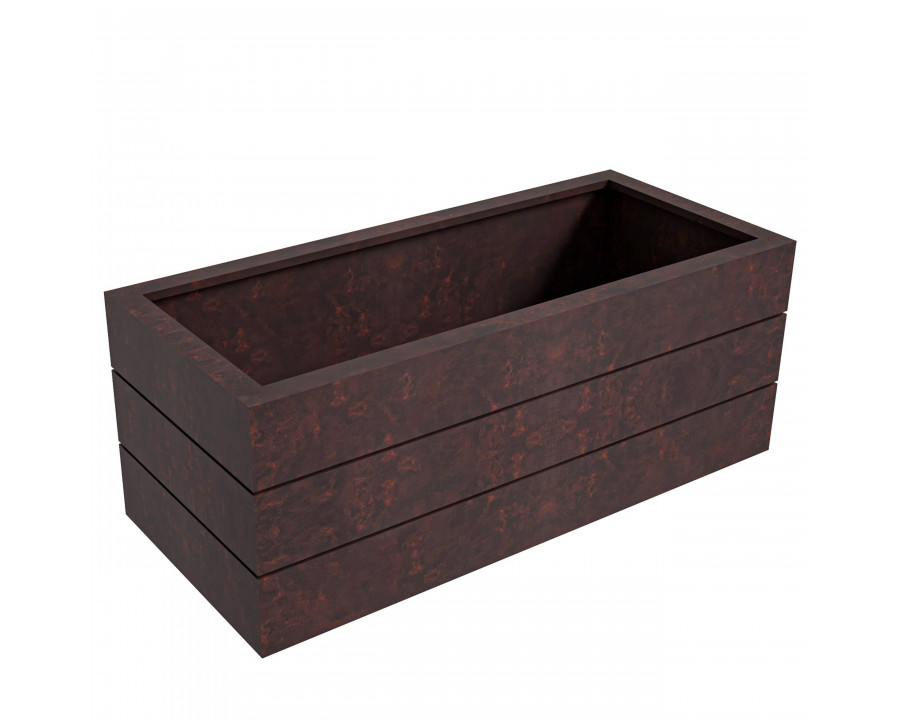 LeisureMod Oasis Modern Rectangle Poly Stone Planter with Drainage Holes - Brown