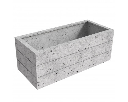 LeisureMod Oasis Modern Rectangle Poly Stone Planter with Drainage Holes