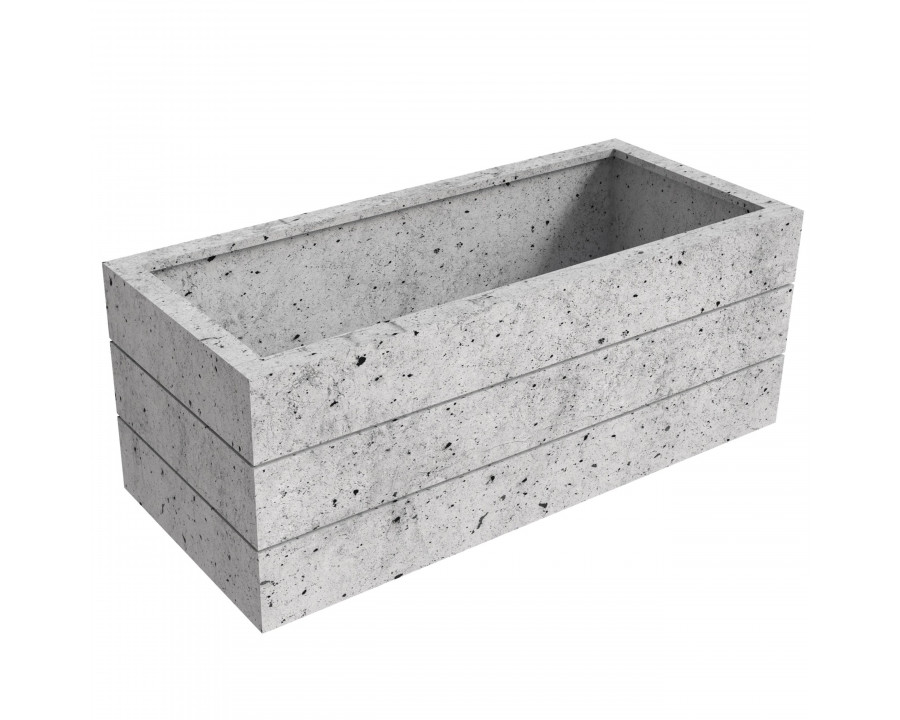 LeisureMod Oasis Modern Rectangle Poly Stone Planter with Drainage Holes - White