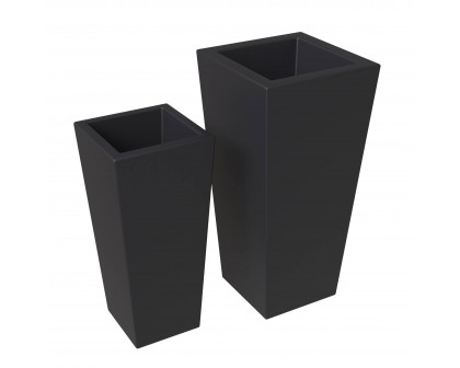 LeisureMod Orna Tapered Square Fiberstone and MgO Clay Planters Pot (Set of 2)