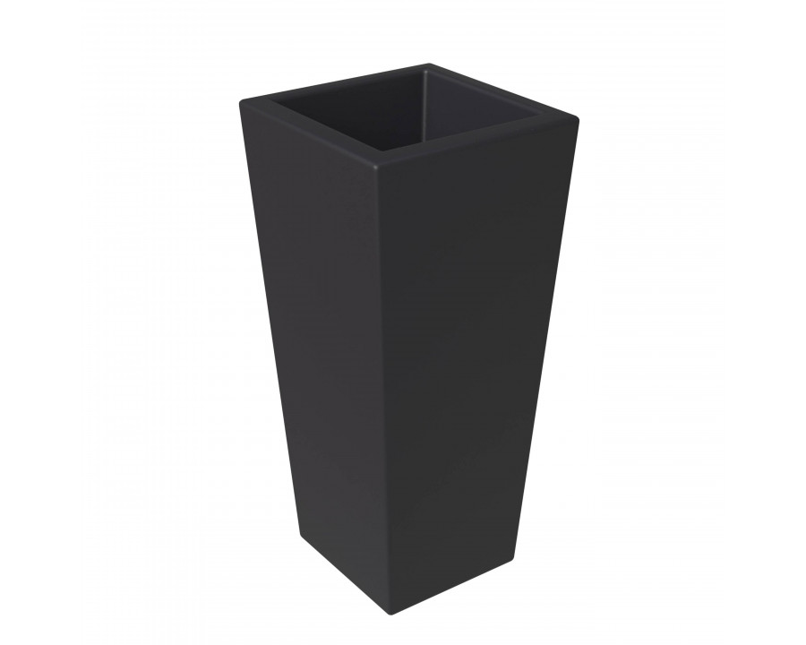 LeisureMod Orna 29" Tapered Square Fiberstone and MgO Clay Planter Pot - Black