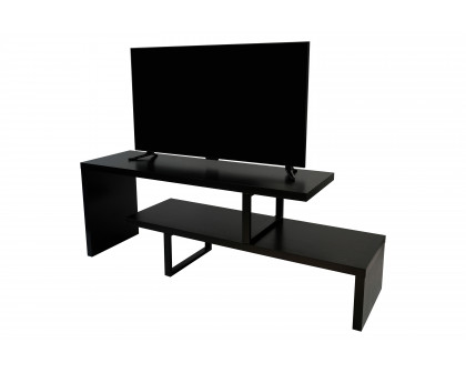 LeisureMod Orford Mid-Century Modern TV Stand with MDF Shelves and Powder Coated Iron Legs