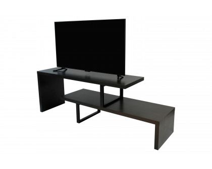 LeisureMod Orford Mid-Century Modern TV Stand with MDF Shelves and Powder Coated Iron Legs