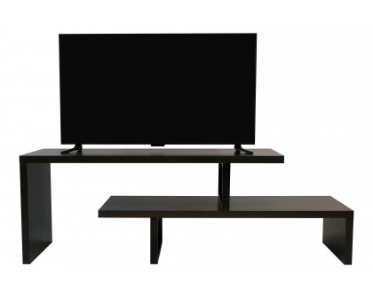 LeisureMod Orford Mid-Century Modern TV Stand with MDF Shelves and Powder Coated Iron Legs - Phantom Gray