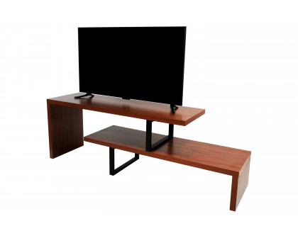 LeisureMod Orford Mid-Century Modern TV Stand with MDF Shelves and Powder Coated Iron Legs