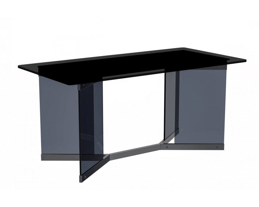 LeisureMod Oryn Mid-Century Modern 55" Rectangular Dining Table with Glass/Sintered Stone Top - Black