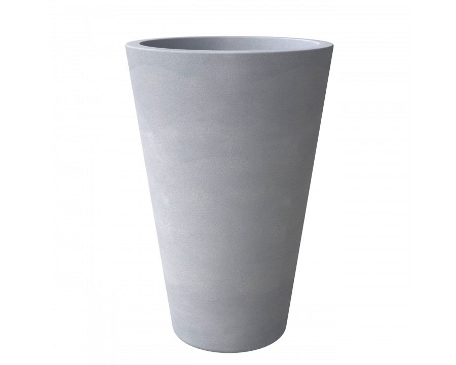 LeisureMod Pebble Modern 20" Tapered Round Planter Pot in Fiberstone and Clay - Gray