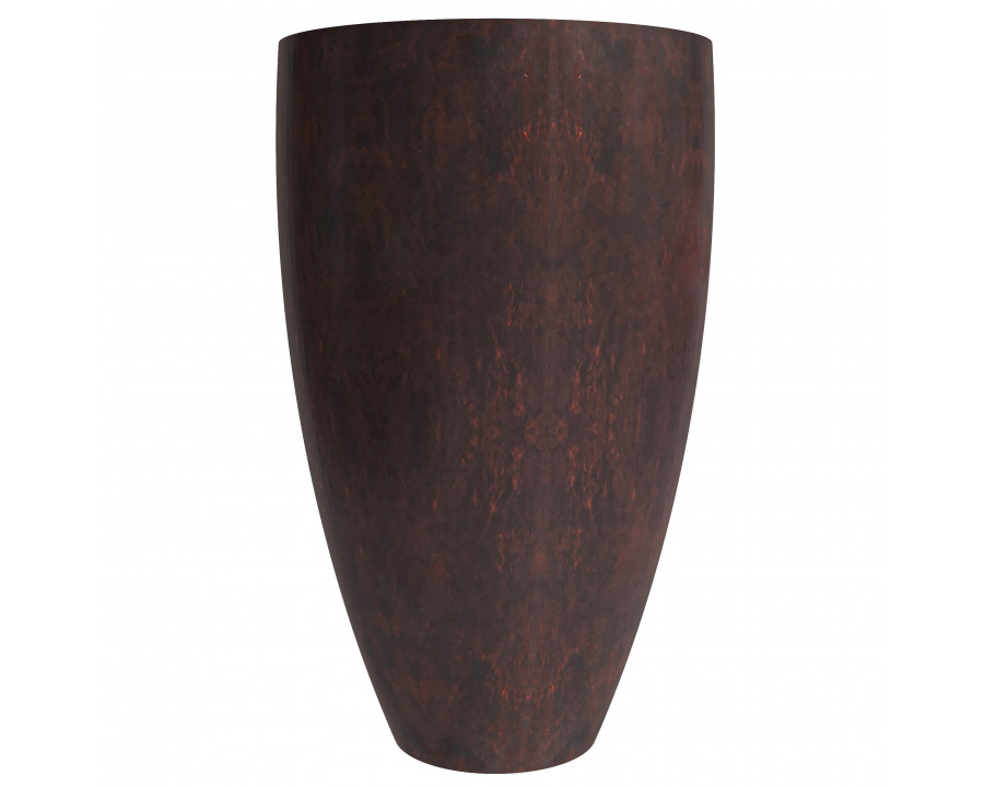 LeisureMod Petal Modern Tapered Round Planter in Fiberstone and Clay - Brown