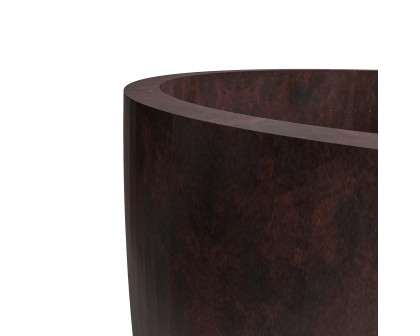 LeisureMod Petal Modern Tapered Round Planter in Fiberstone and Clay - Brown