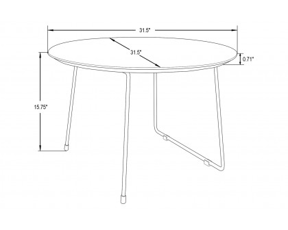 LeisureMod - Pemborke Mid Century Modern Round Coffee Table