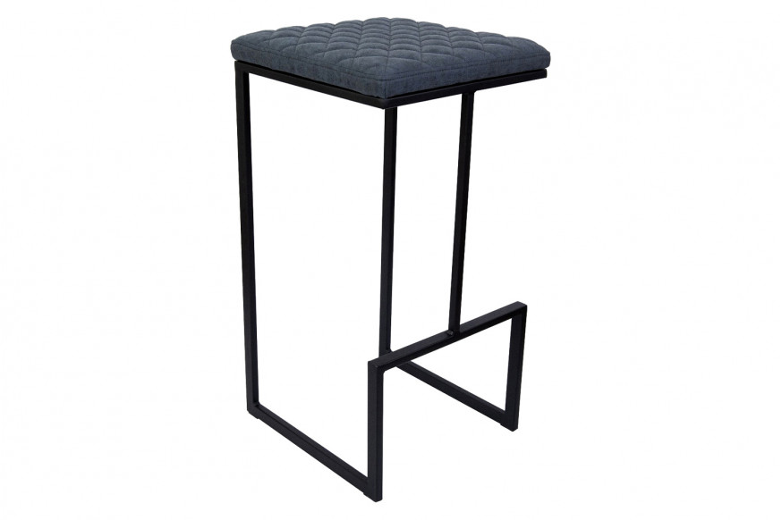 LeisureMod™ Quincy Quilted Stitched Leather Bar Stools with Black Metal Frame - Peacock/Blue