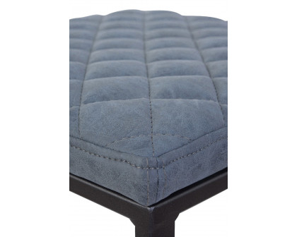 LeisureMod™ Quincy Quilted Stitched Leather Bar Stools with Black Metal Frame - Peacock/Blue