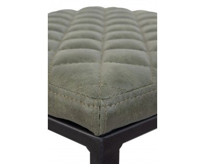 LeisureMod™ Quincy Quilted Stitched Leather Bar Stools with Black Metal Frame - Olive Green