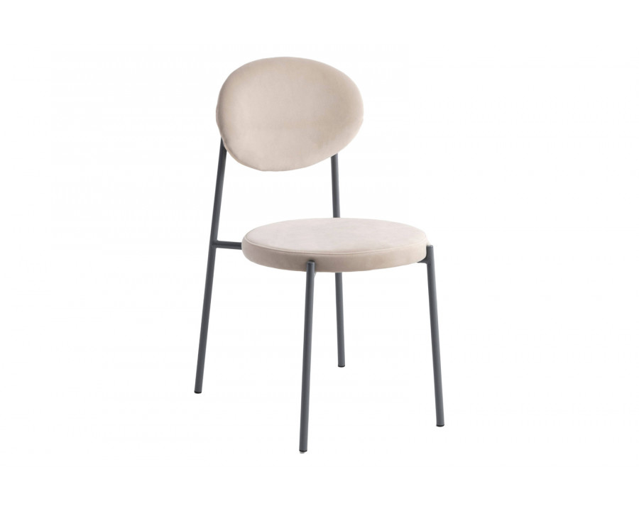 LeisureMod Euston Modern Velvet Dining Chair With Gray Steel Frame - Beige