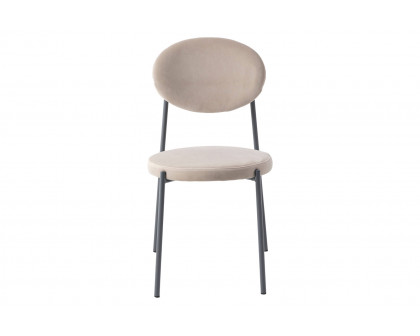 LeisureMod Euston Modern Velvet Dining Chair With Gray Steel Frame - Beige