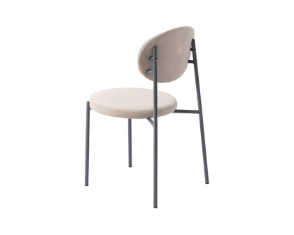 LeisureMod Euston Modern Velvet Dining Chair With Gray Steel Frame - Beige