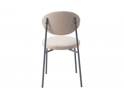 LeisureMod Euston Modern Velvet Dining Chair With Gray Steel Frame - Beige