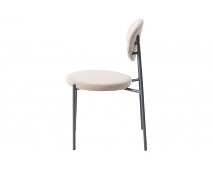 LeisureMod Euston Modern Velvet Dining Chair With Gray Steel Frame (Set Of 2) - Beige