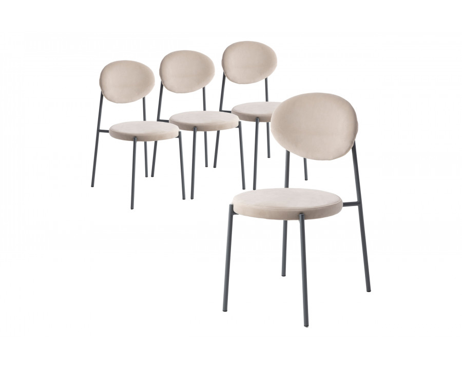 LeisureMod Euston Modern Velvet Dining Chair With Gray Steel Frame (Set Of 4) - Beige