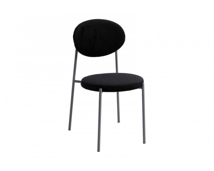 LeisureMod Euston Modern Velvet Dining Chair With Gray Steel Frame - Black