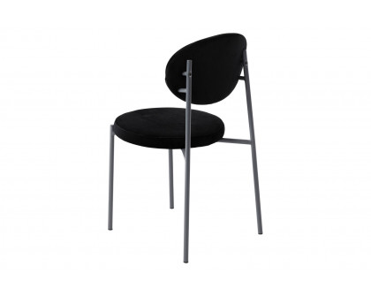 LeisureMod Euston Modern Velvet Dining Chair With Gray Steel Frame - Black