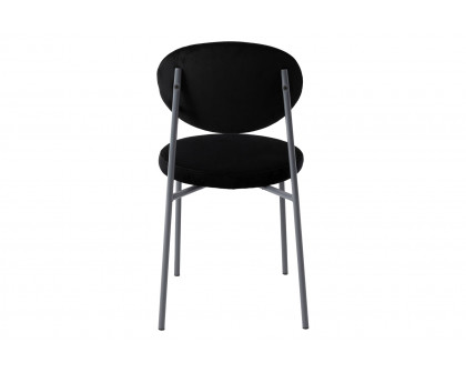 LeisureMod Euston Modern Velvet Dining Chair With Gray Steel Frame - Black