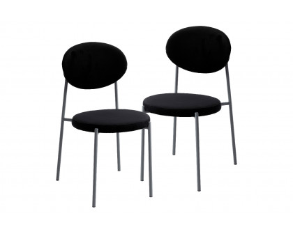 LeisureMod Euston Modern Velvet Dining Chair With Gray Steel Frame (Set Of 2)