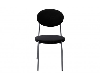 LeisureMod Euston Modern Velvet Dining Chair With Gray Steel Frame (Set Of 2) - Black