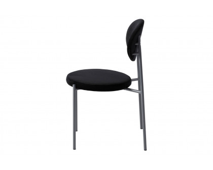 LeisureMod Euston Modern Velvet Dining Chair With Gray Steel Frame (Set Of 2) - Black