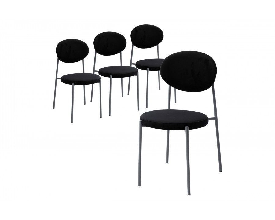 LeisureMod Euston Modern Velvet Dining Chair With Gray Steel Frame (Set Of 4) - Black