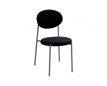 LeisureMod Euston Modern Velvet Dining Chair With Gray Steel Frame (Set Of 4) - Black