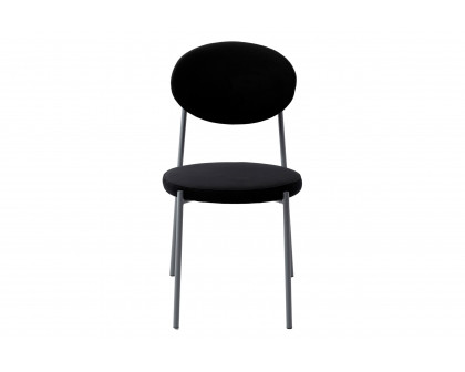 LeisureMod Euston Modern Velvet Dining Chair With Gray Steel Frame (Set Of 4) - Black