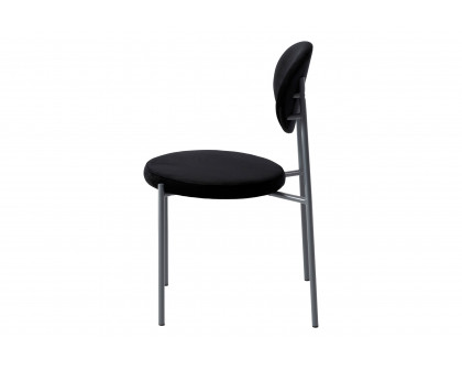 LeisureMod Euston Modern Velvet Dining Chair With Gray Steel Frame (Set Of 4) - Black