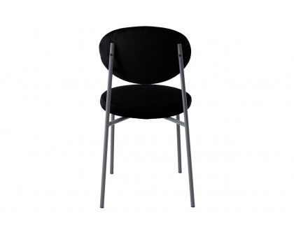 LeisureMod Euston Modern Velvet Dining Chair With Gray Steel Frame (Set Of 4) - Black