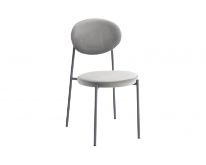 LeisureMod Euston Modern Velvet Dining Chair With Gray Steel Frame