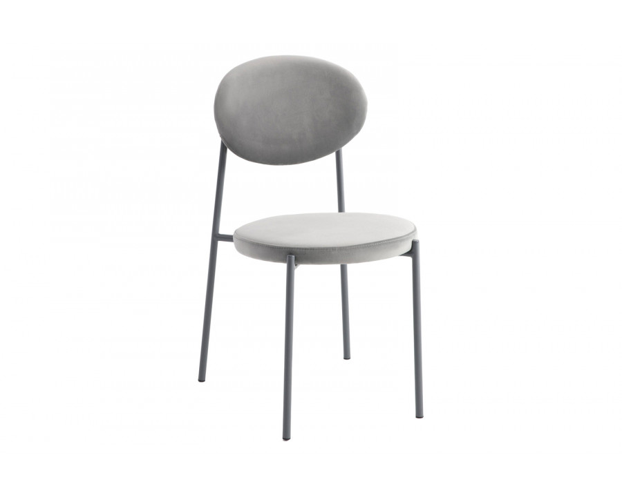 LeisureMod Euston Modern Velvet Dining Chair With Gray Steel Frame - Gray