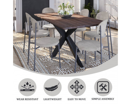 LeisureMod Euston Modern Velvet Dining Chair With Gray Steel Frame - Gray