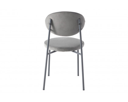 LeisureMod Euston Modern Velvet Dining Chair With Gray Steel Frame - Gray