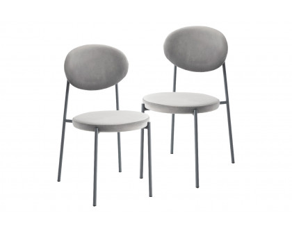 LeisureMod Euston Modern Velvet Dining Chair With Gray Steel Frame (Set Of 2)