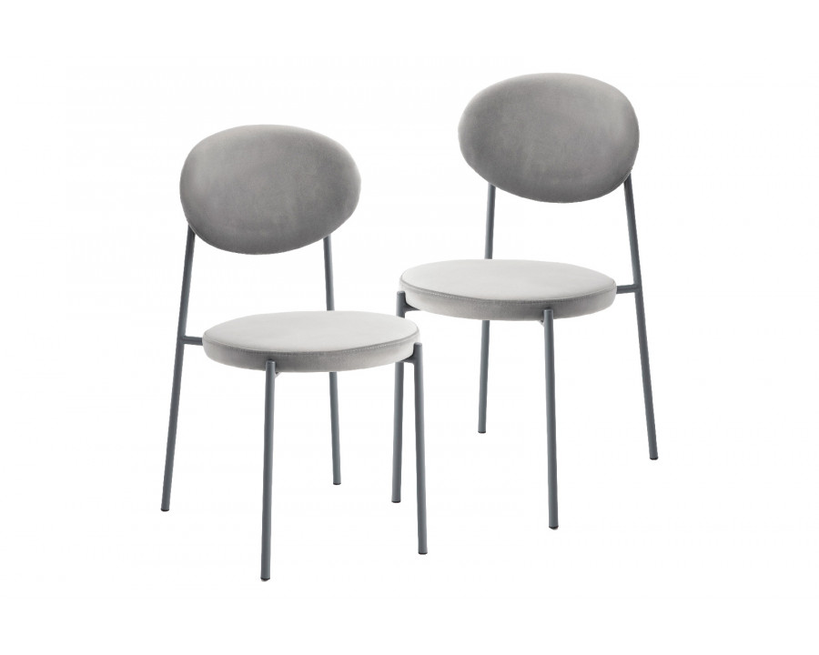 LeisureMod Euston Modern Velvet Dining Chair With Gray Steel Frame (Set Of 2) - Gray