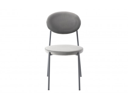 LeisureMod Euston Modern Velvet Dining Chair With Gray Steel Frame (Set Of 2) - Gray